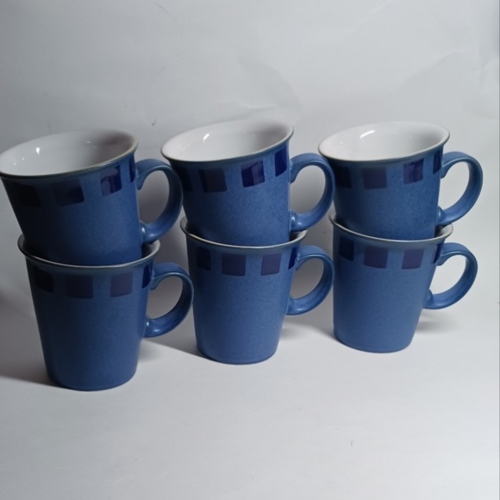 6 Denby Reflex Blue demitasse cups Made in England